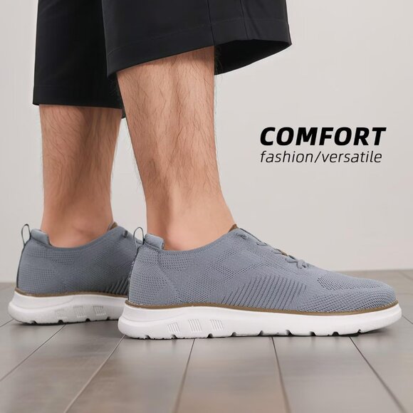 ⚡Men's Z45 Grey Mesh Casual Walking Business Oxfords Work Lightweight Sneakers - Picture 2 of 7